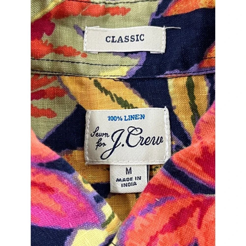 J.Crew Classic shirt Mens M Floral Print Linen Short Sleeve‎ Button Down EUC